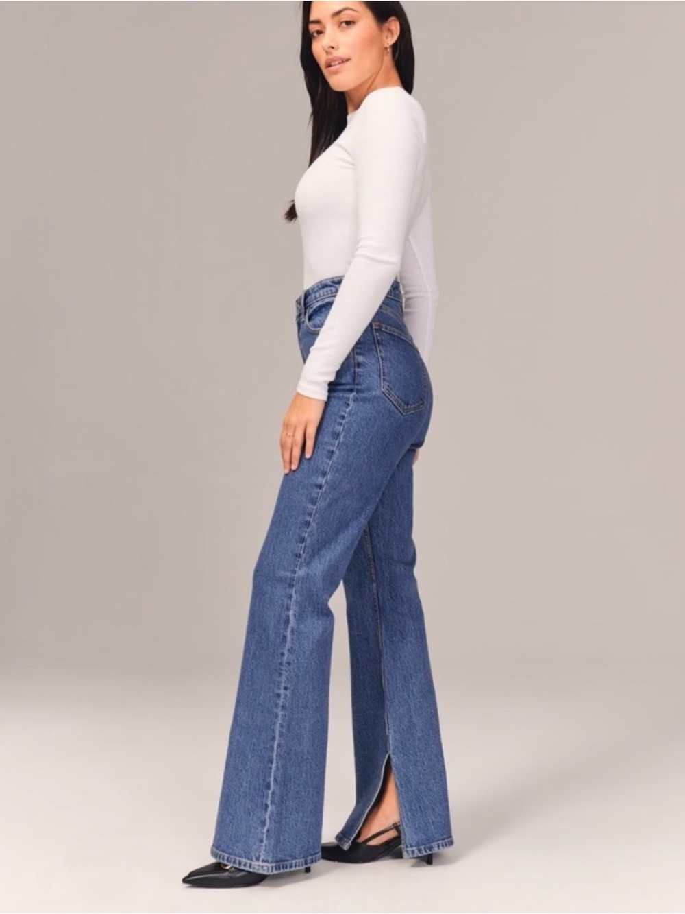 Abercrombie & Fitch Curve Love High Rise Vintage Flare Jeans Size 30/10 Wide Leg - Picture 7 of 13